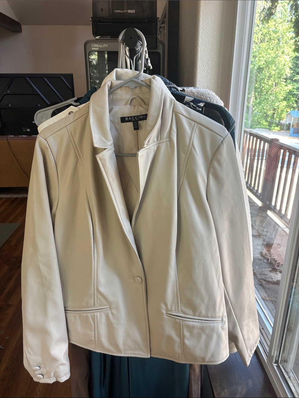 BACCINI Cream Leather Blazer Jacket